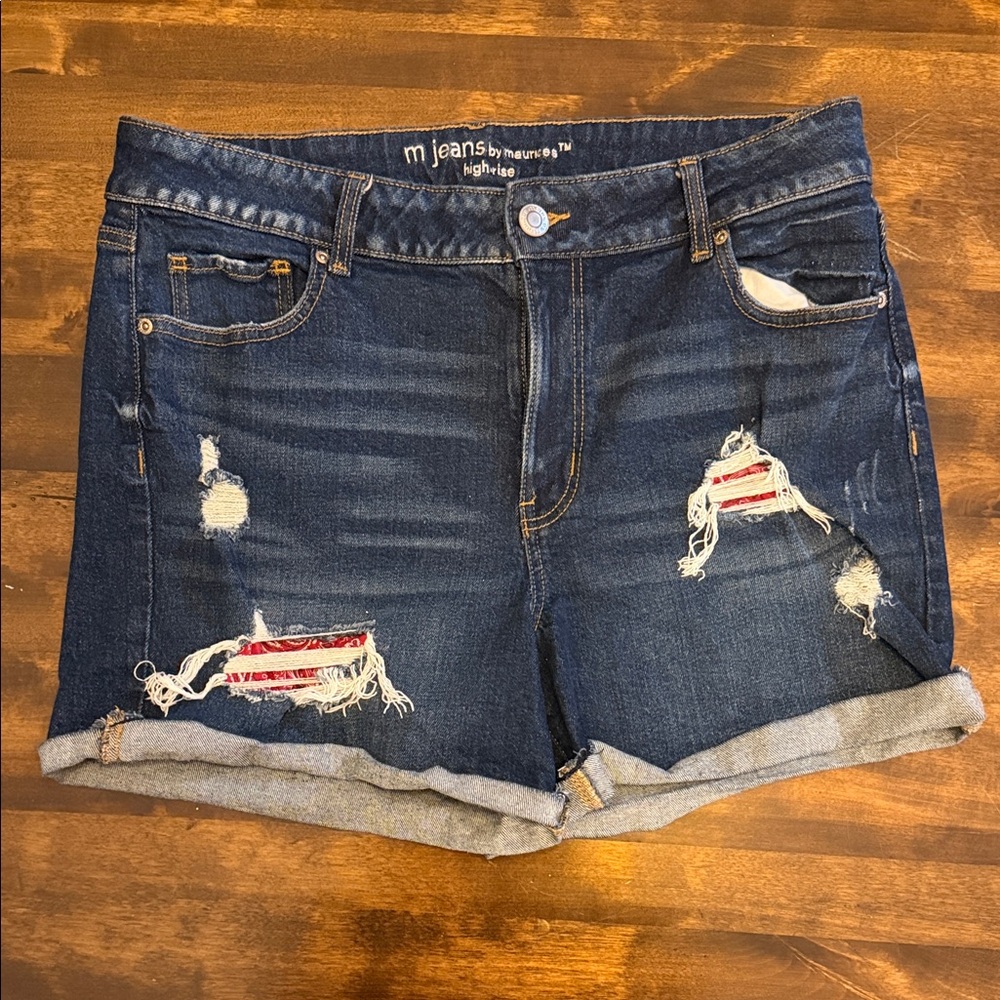 Maurices Dark Blue Distressed Jean Shorts